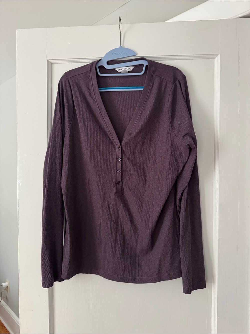 Athleta V-Neck Henley Long-Sleeve Top